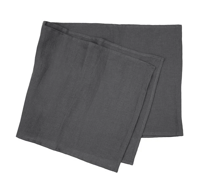French Linen 35x180cm Table Runner Charcoal