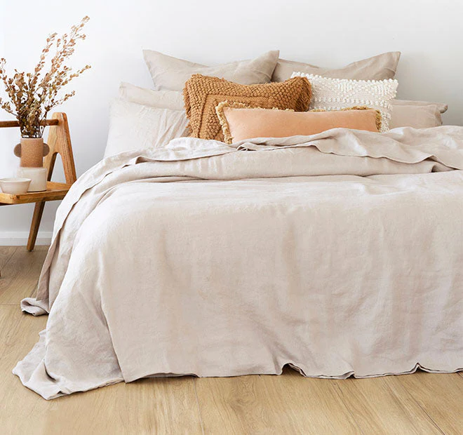 French Linen European Pillowcase Pebble - Image 3