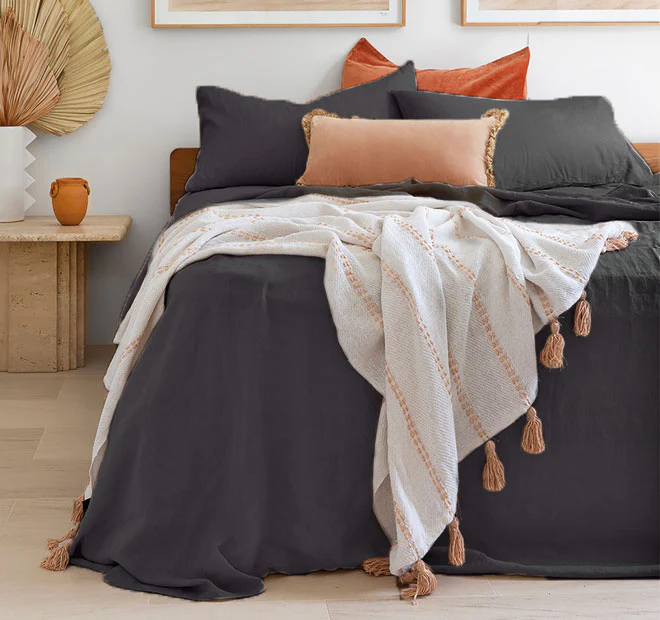 French Linen Mega Sheet Set Range Charcoal - Image 4
