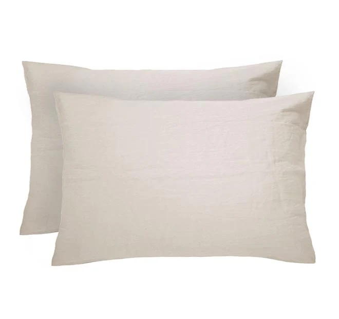 French Linen Standard Pillowcase Pair Pebble