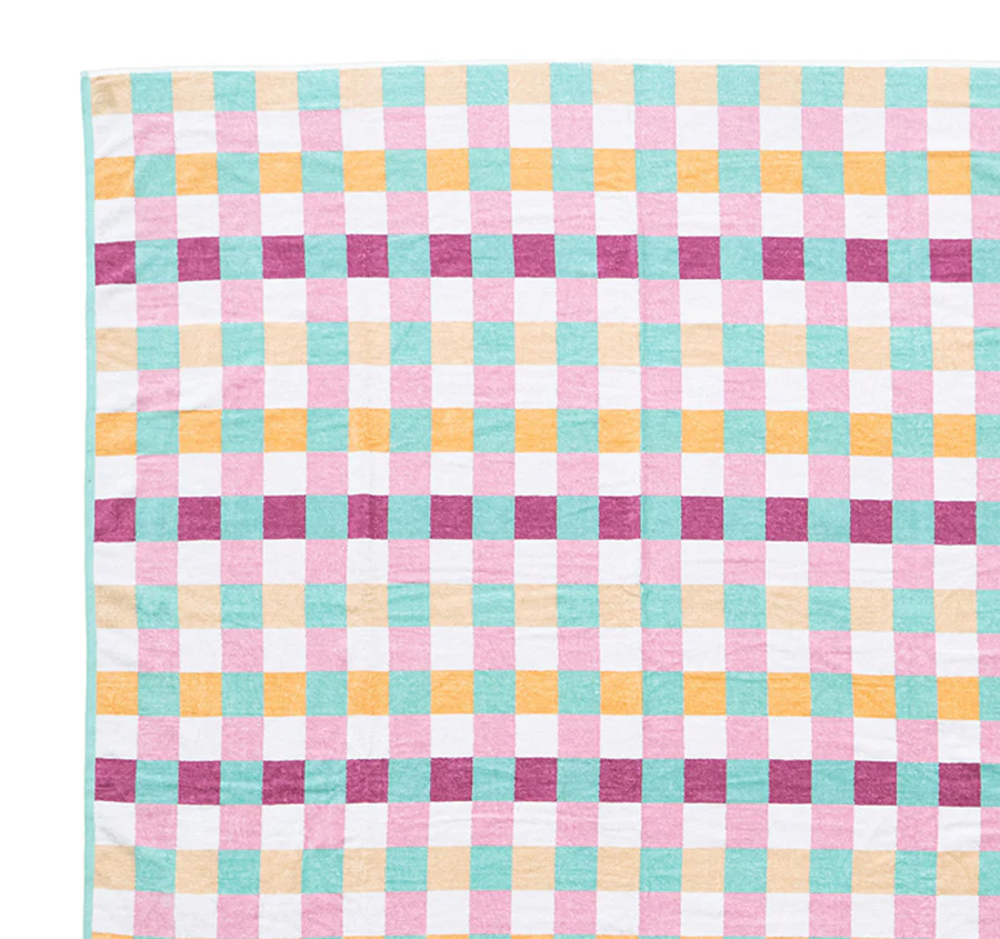 Jacquard 170x170cm Beach Blanket Sorbet Check - Image 2