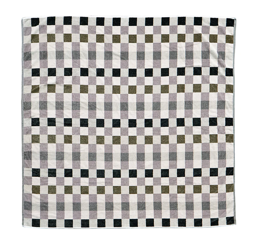 Jacquard 170x170cm Beach Blanket Truffle Check