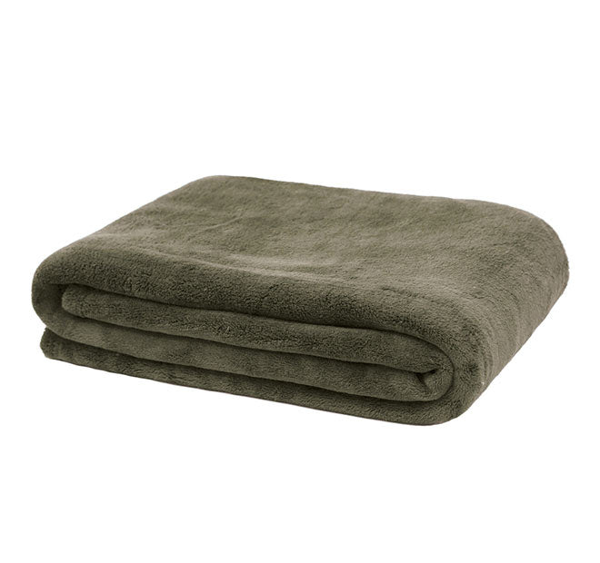 Microplush 130x170cm Throw Rug Olive