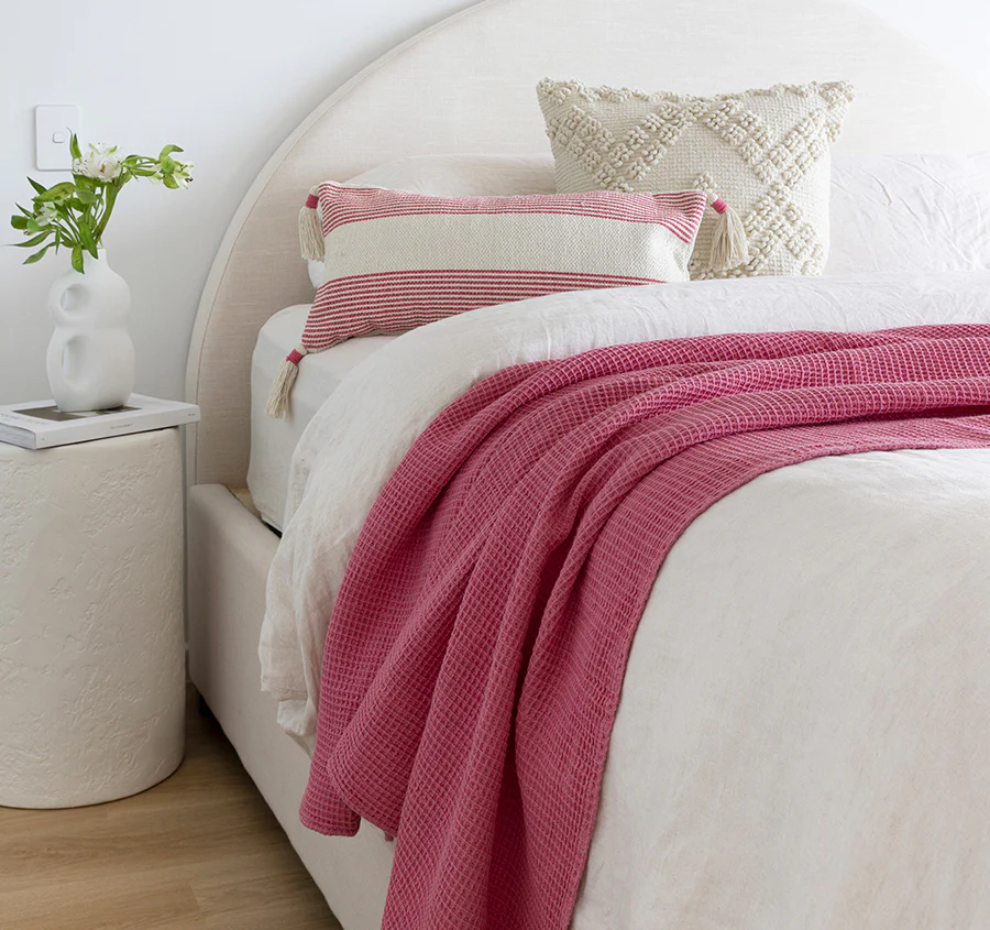 Waffle 130x180cm Throw Rug Pink - Image 3