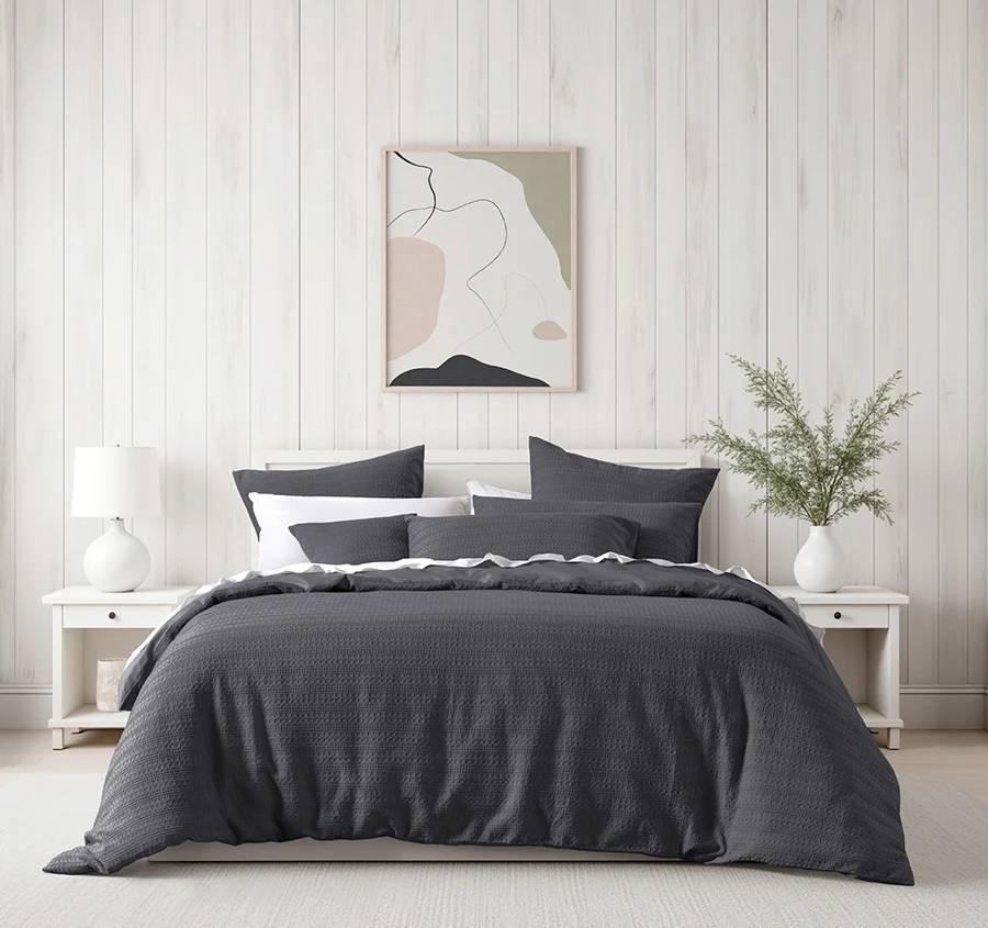 Kahlani Quilt Cover Set Range Charcoal
