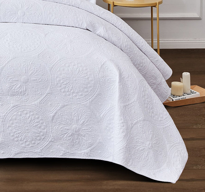 Embroidered Vivid White Coverlet Set Range - Image 3