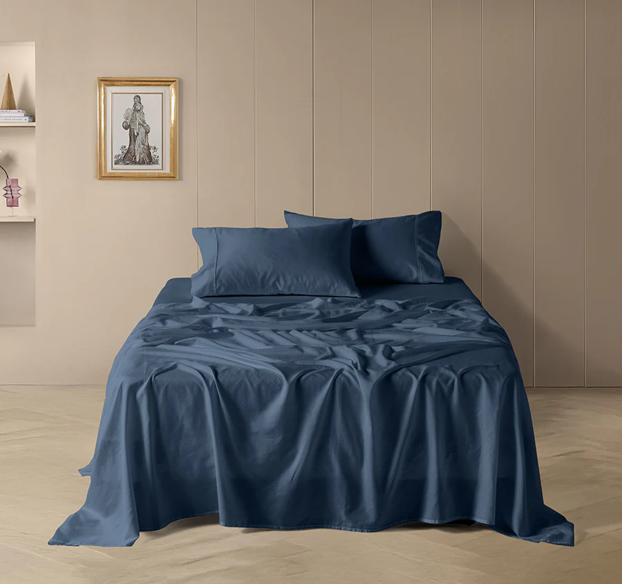 Drift Stonewashed Cotton Mega Sheet Set Range Denim Navy
