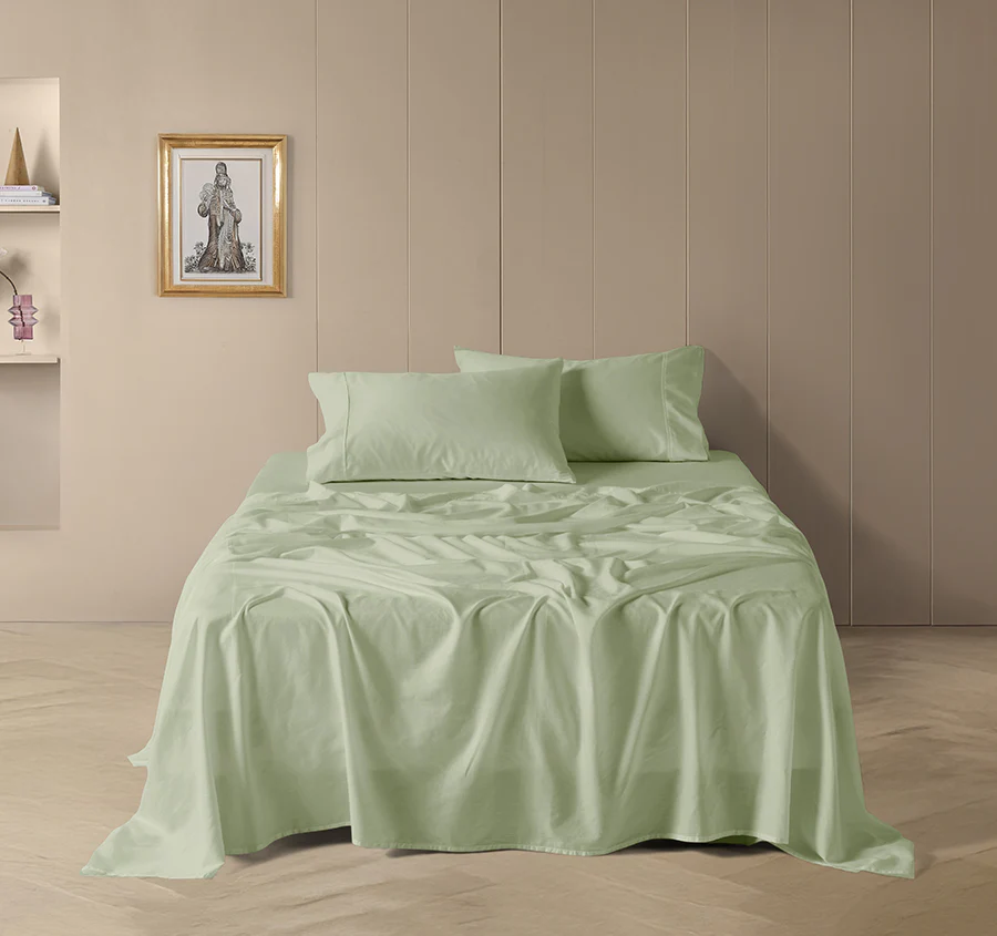 Drift Stonewashed Cotton Mega Sheet Set Range Wild Sage