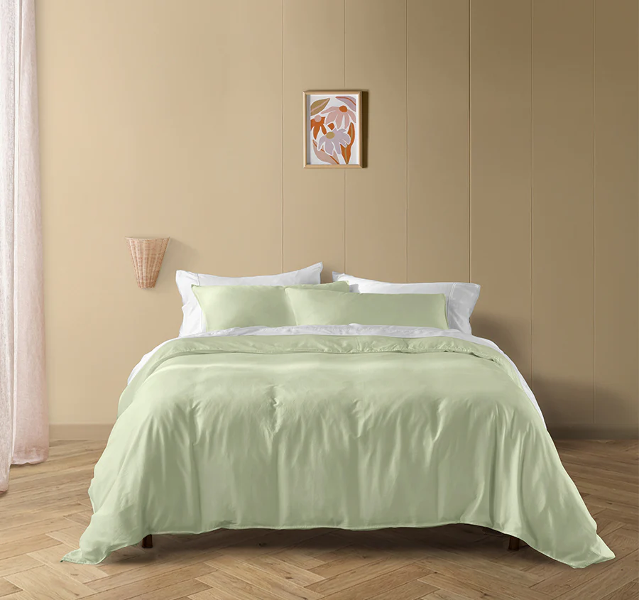 Drift Stonewashed Cotton Quilt Cover Set Range Wild Sage
