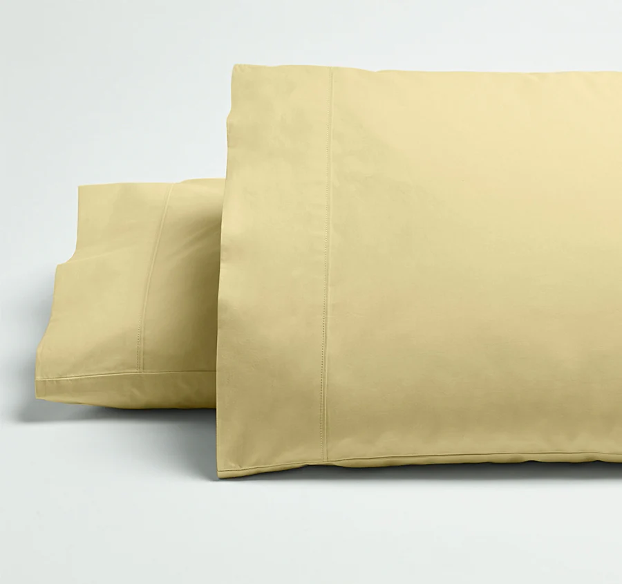 Drift Stonewashed Cotton Standard Pillowcase Pair Lemon Yellow - Image 3
