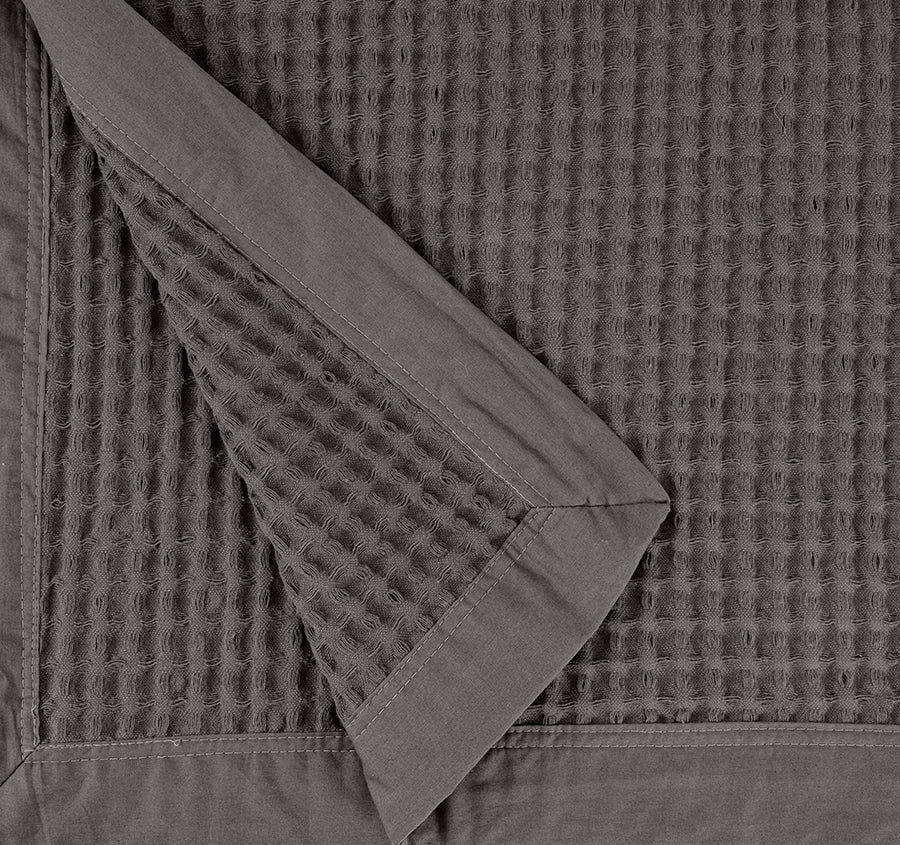 Haven Cotton Waffle Blanket Range Charcoal Grey - Image 2