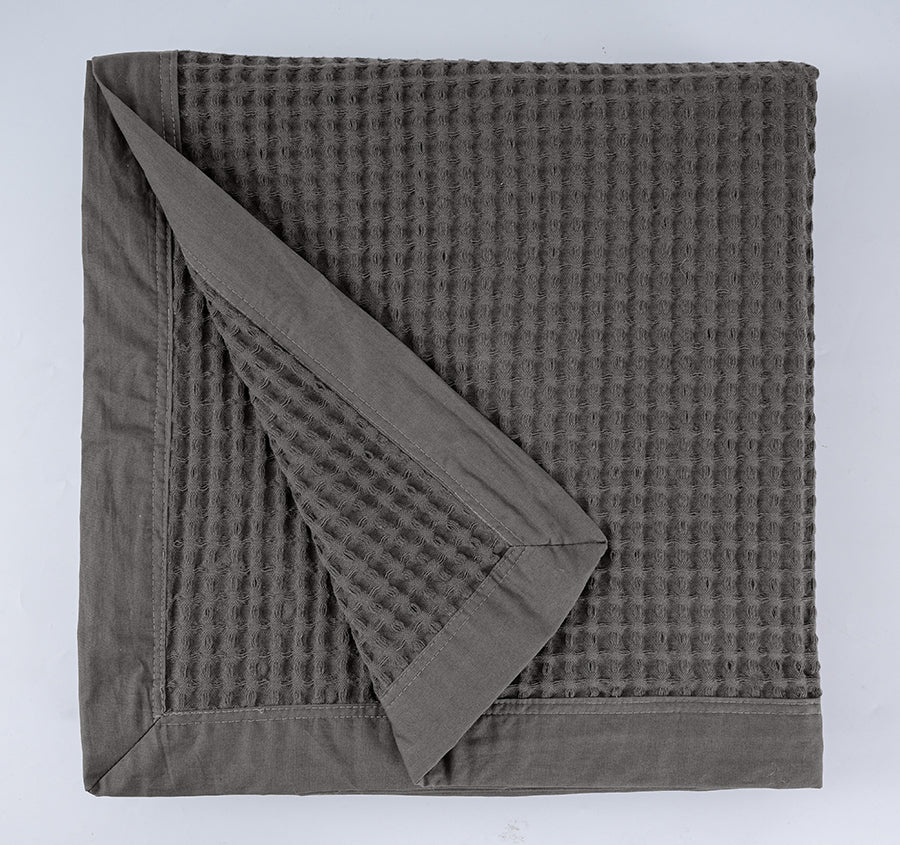 Haven Cotton Waffle Blanket Range Charcoal Grey - Image 3