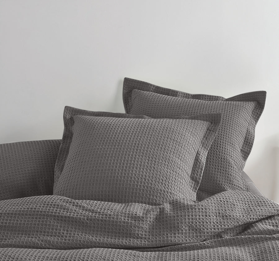 Haven Cotton Waffle European Pillowcase Charcoal Grey - Image 3