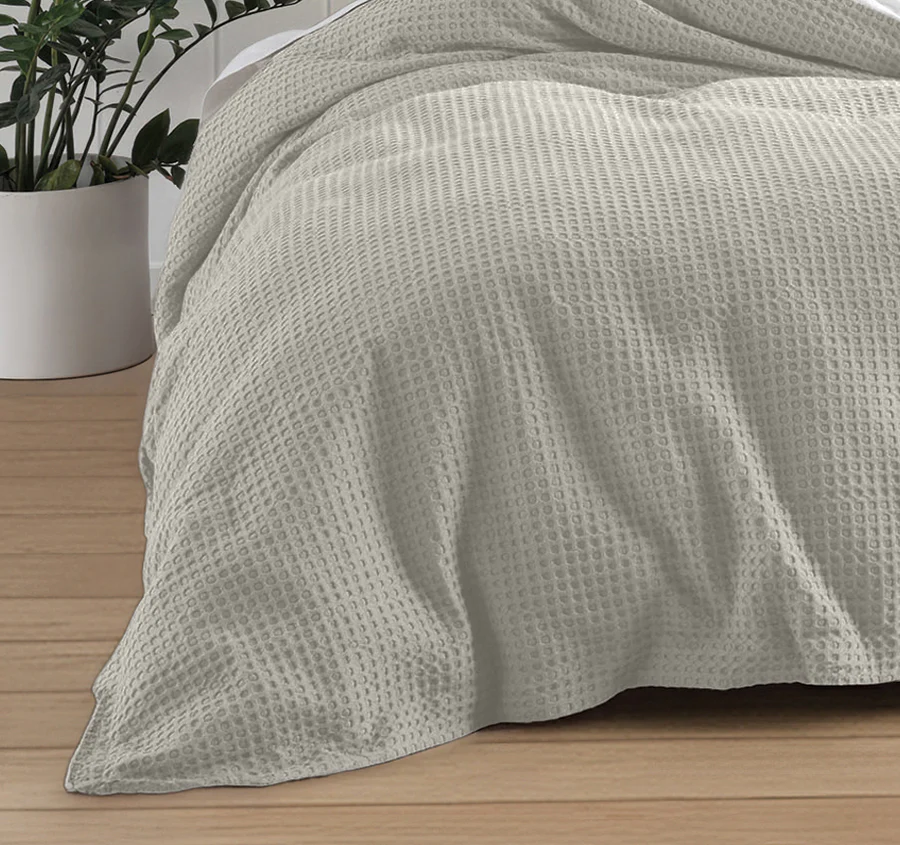 Haven Cotton Waffle Quilt Cover Set Range Driftwood Linen - Image 3