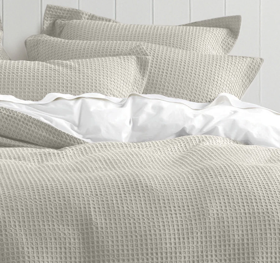 Haven Cotton Waffle Quilt Cover Set Range Driftwood Linen - Image 5