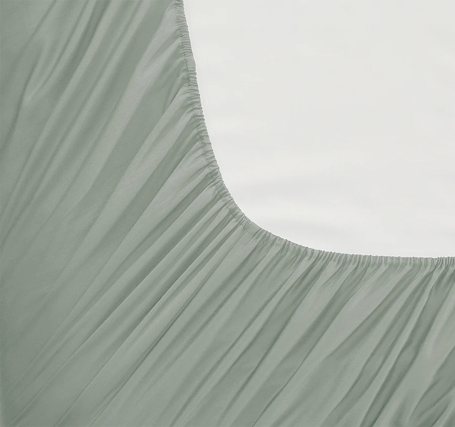 Oxford 300TC Crisp Cotton Percale Fitted Combo Set Range Leafy Sage - Image 3