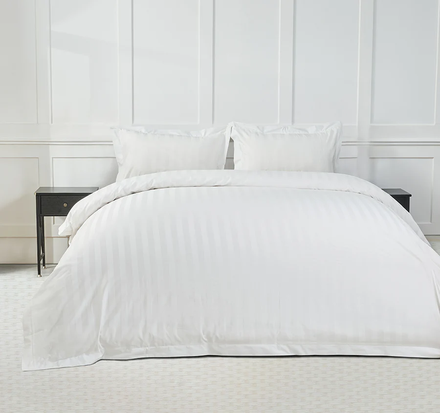 Signature 500TC Luxe Stripe Egyptian Cotton Quilt Cover Set Range Pure White - Image 5
