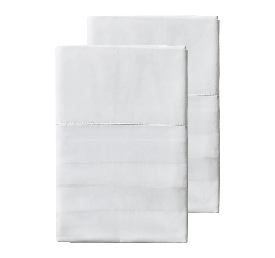 Signature 500TC Luxe Stripe Egyptian Cotton Standard Pillowcase Pair Pure White - Image 4