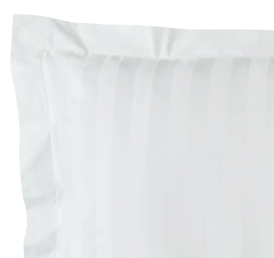 Signature 500TC Luxe Stripe Egyptian Cotton Tailored European Pillowcase Pure White - Image 2