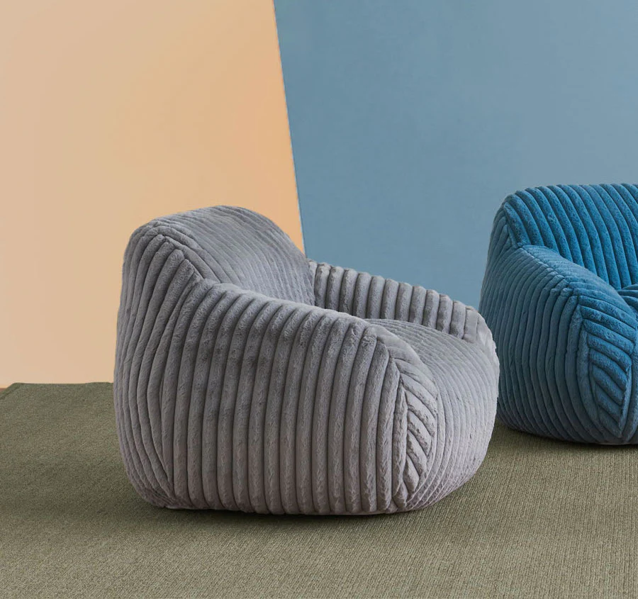 Corduroy Faux Fur Kids Cozy Chair Grey - Image 2