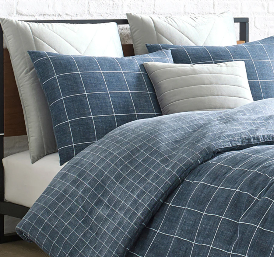 Holden Grid Quilt Cover Set Range Indigo - Image 6