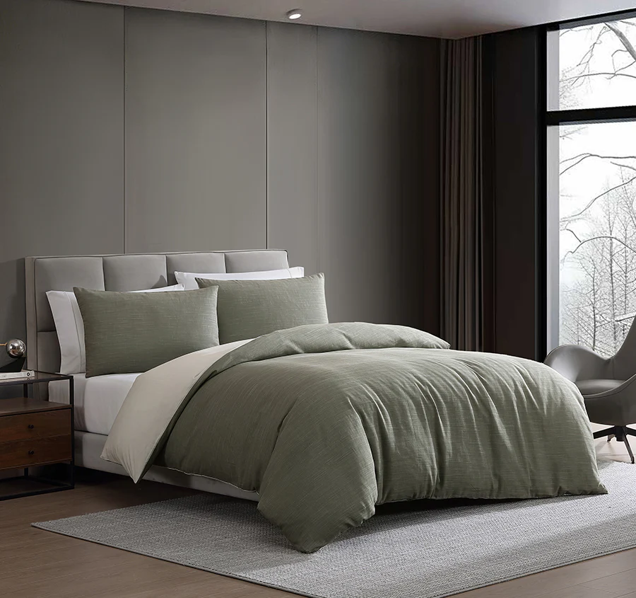 Nila Quilt Cover Set Range Moss Green