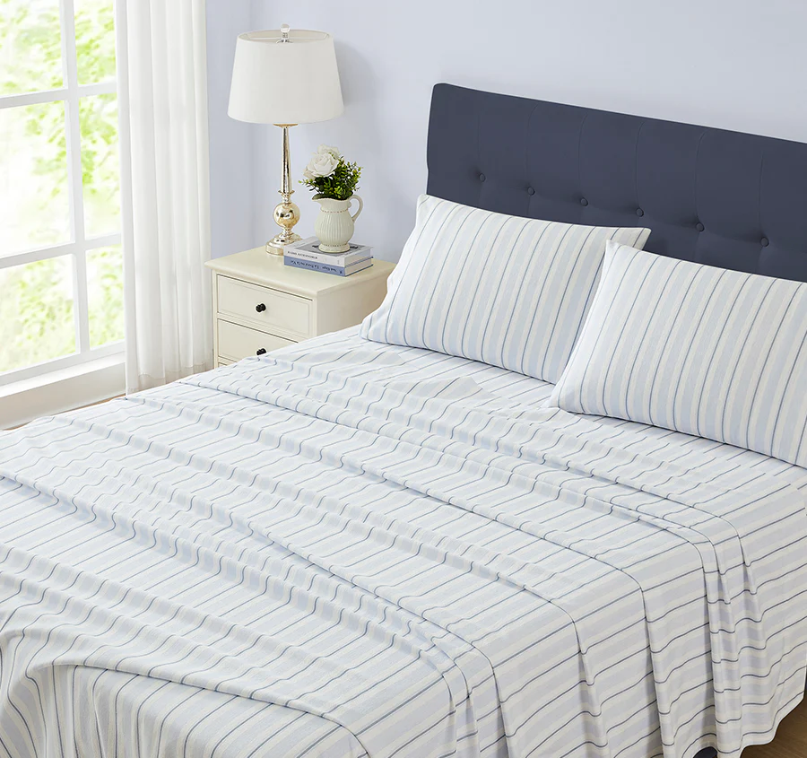 Brampton Printed Flannelette Cotton Sheet Set Range Midnight Blue