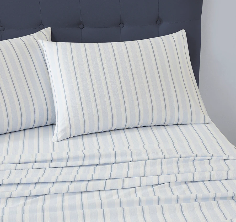 Brampton Printed Flannelette Cotton Sheet Set Range Midnight Blue - Image 3