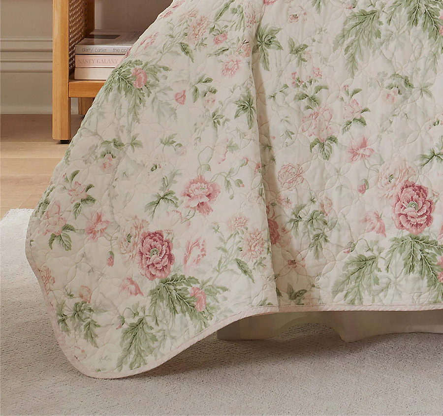 Breezy Floral Coverlet Set Pink and Green - Image 3