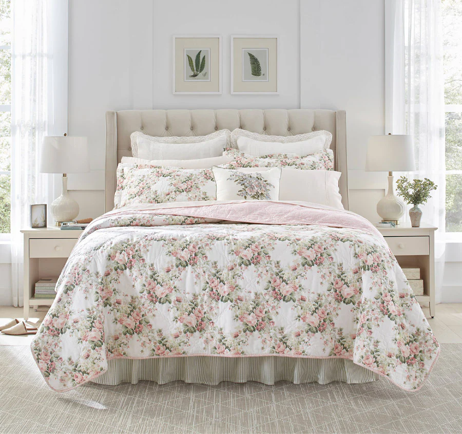 Joyce Coverlet Set Peach Bellini