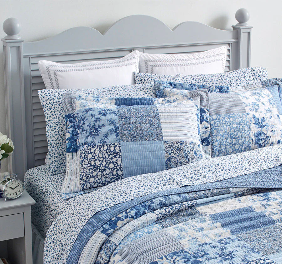 Paisley Patchwork Coverlet Set Blue - Image 4