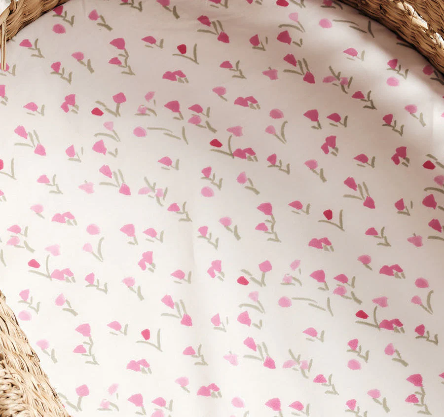 Bunny Tales 2 Piece Bassinet Fitted Sheet Pink Posy - Image 3