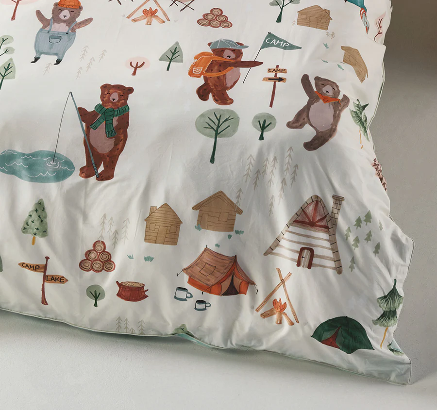 Camping Bears Quilt Cover Set Range Vanilla - Image 3