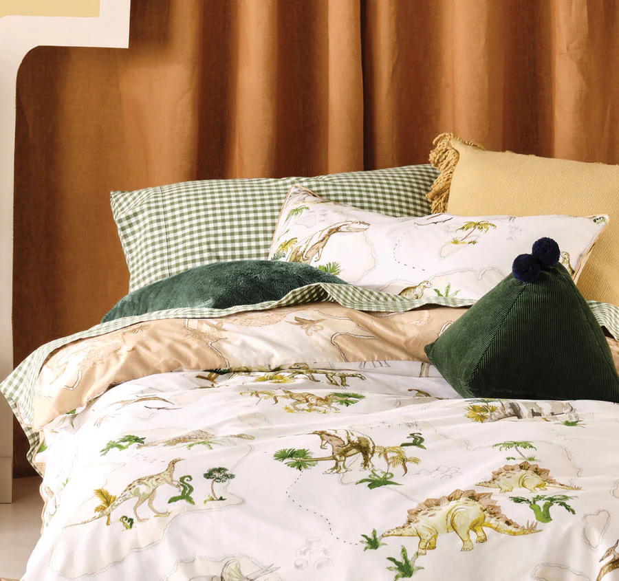 Dinosaur Map Quilt Cover Set Range Sand - Image 5
