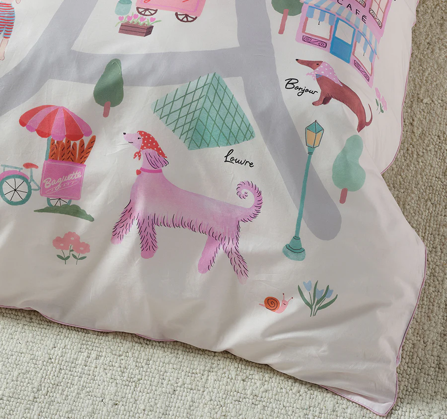 Petite Paris Quilt Cover Set Range Pink - Image 3