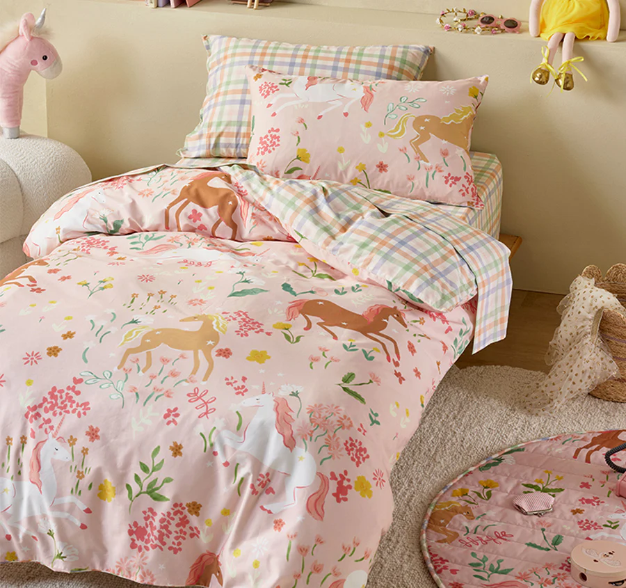 Unicorn Fields Quilt Cover Set Range Multi - Image 6