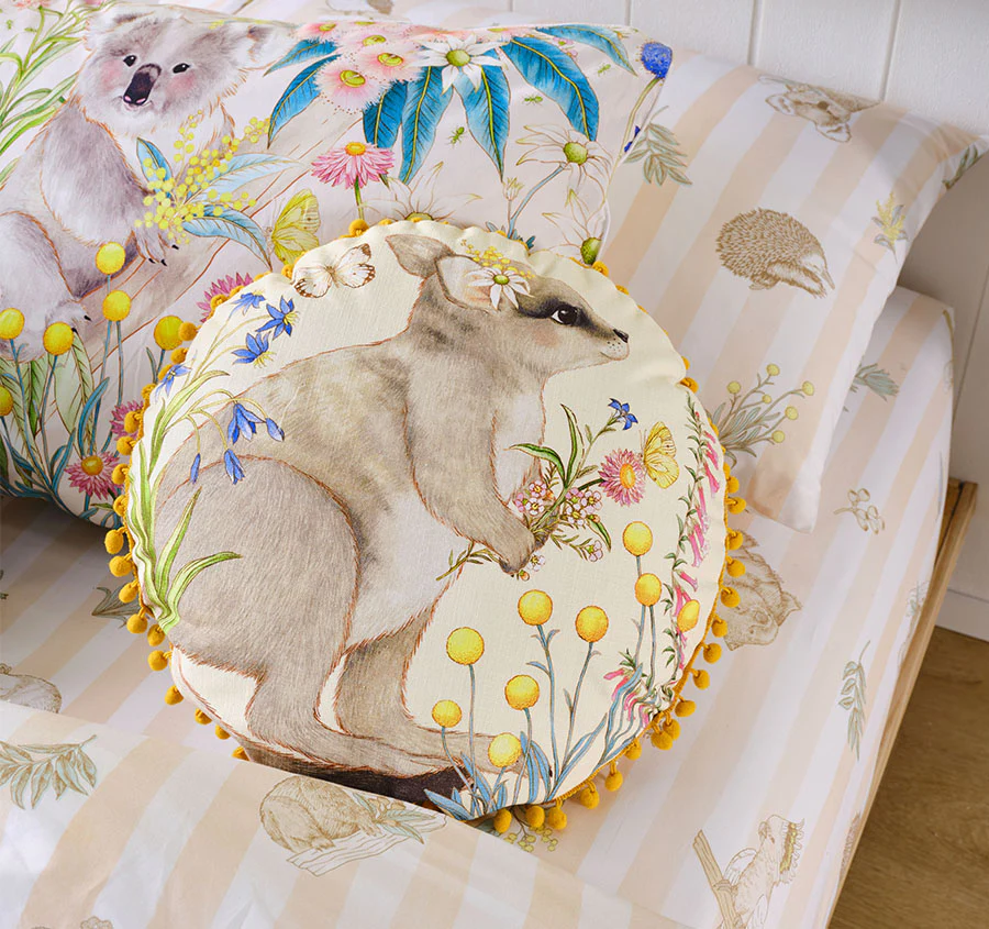 Wilma Wallaby 40cm Round Filled Cushion Yellow - Image 3