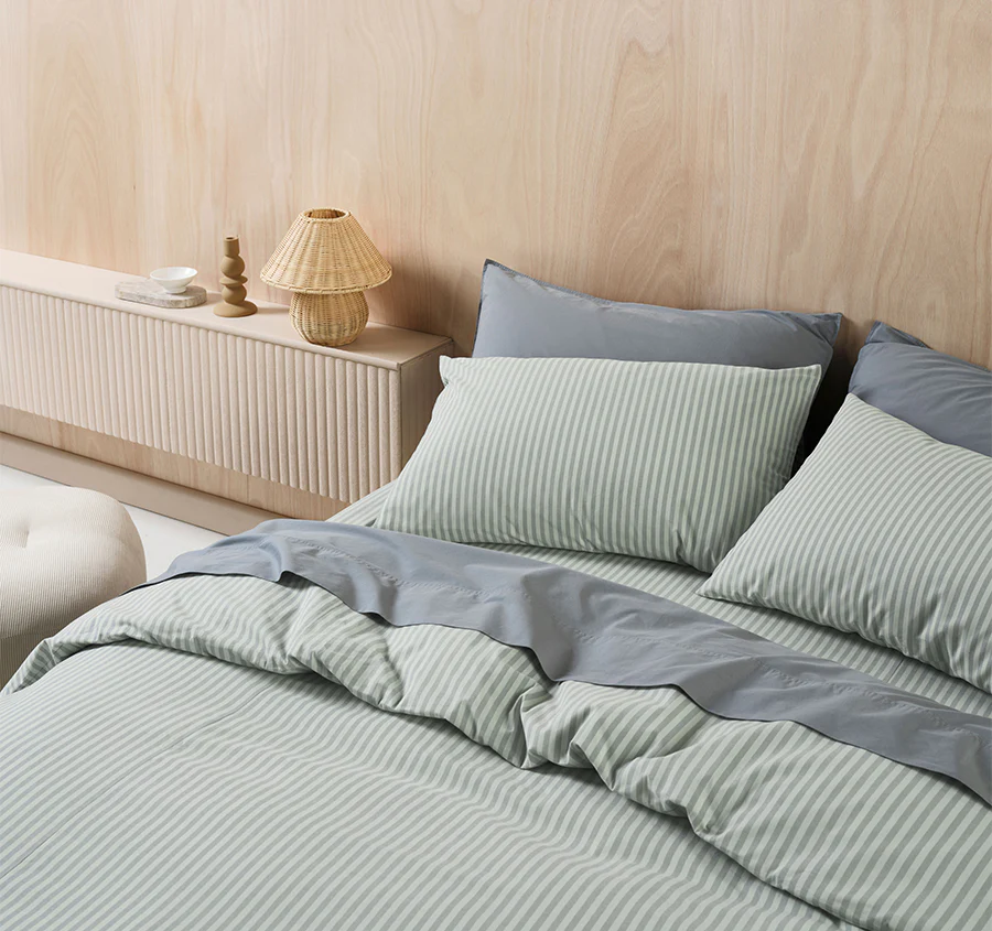 Classic Stripe Quilt Cover Set Range Eucalyptus - Image 4