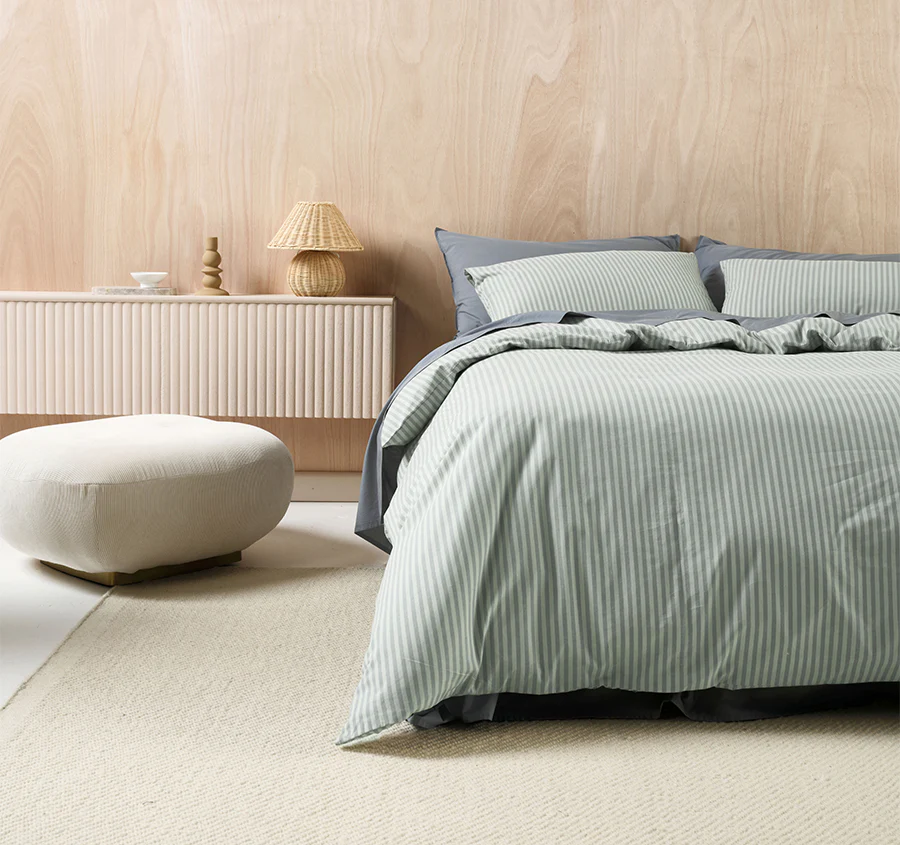 Classic Stripe Quilt Cover Set Range Eucalyptus - Image 5
