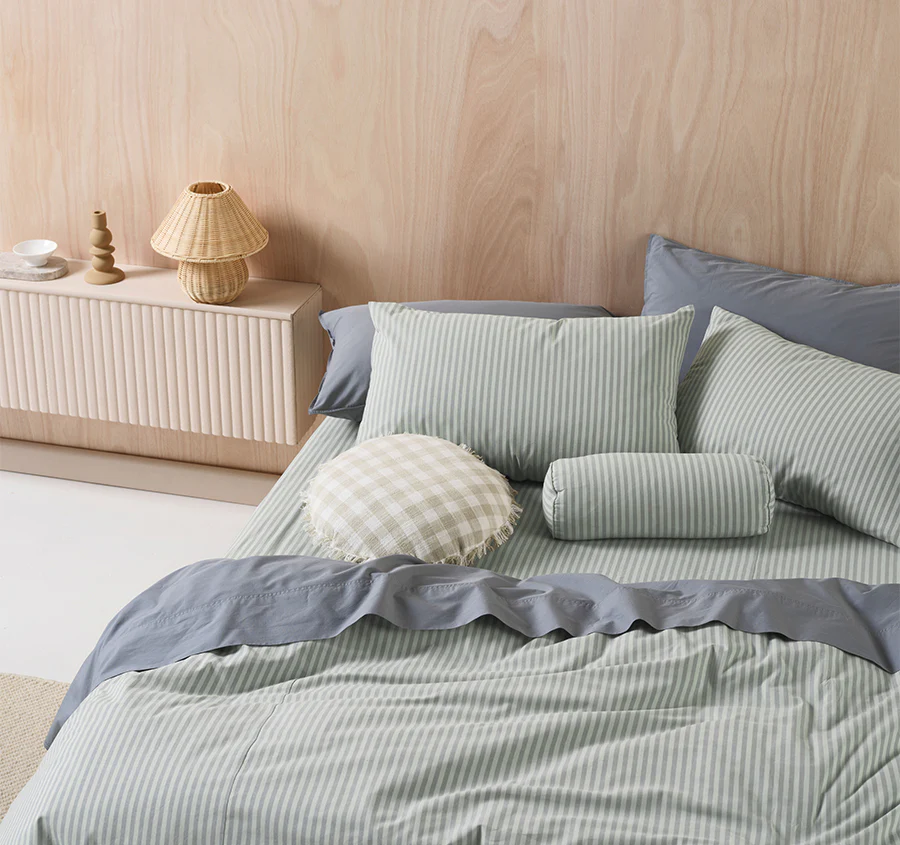 Classic Stripe Quilt Cover Set Range Eucalyptus - Image 6