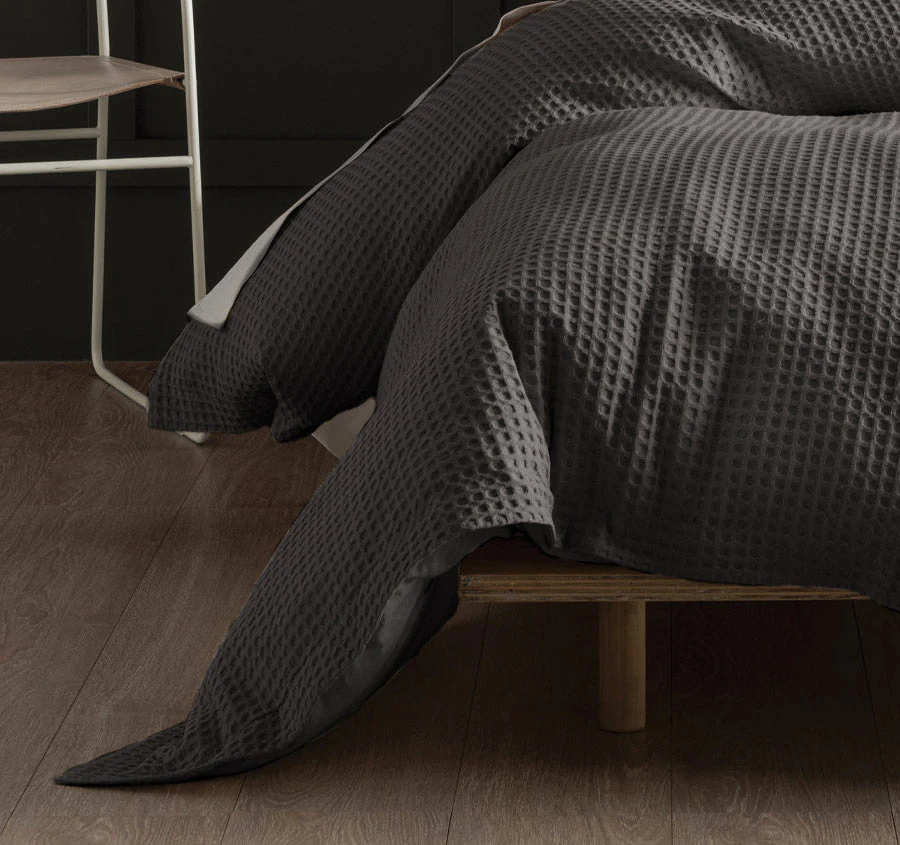 Deluxe Waffle Quilt Cover Set Range Charcoal - Image 3