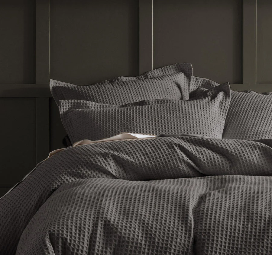 Deluxe Waffle Quilt Cover Set Range Charcoal - Image 4