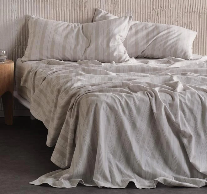 Donald Printed Flannelette Cotton Mega Sheet Set Range Taupe