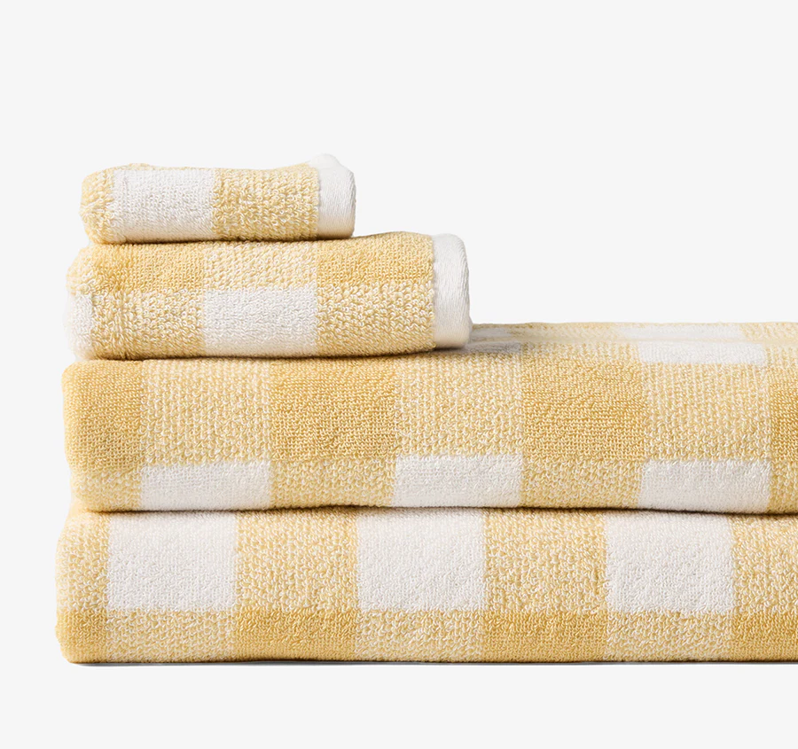 Flinders Check 630GSM Cotton Bath Towel Range Honey - Image 2