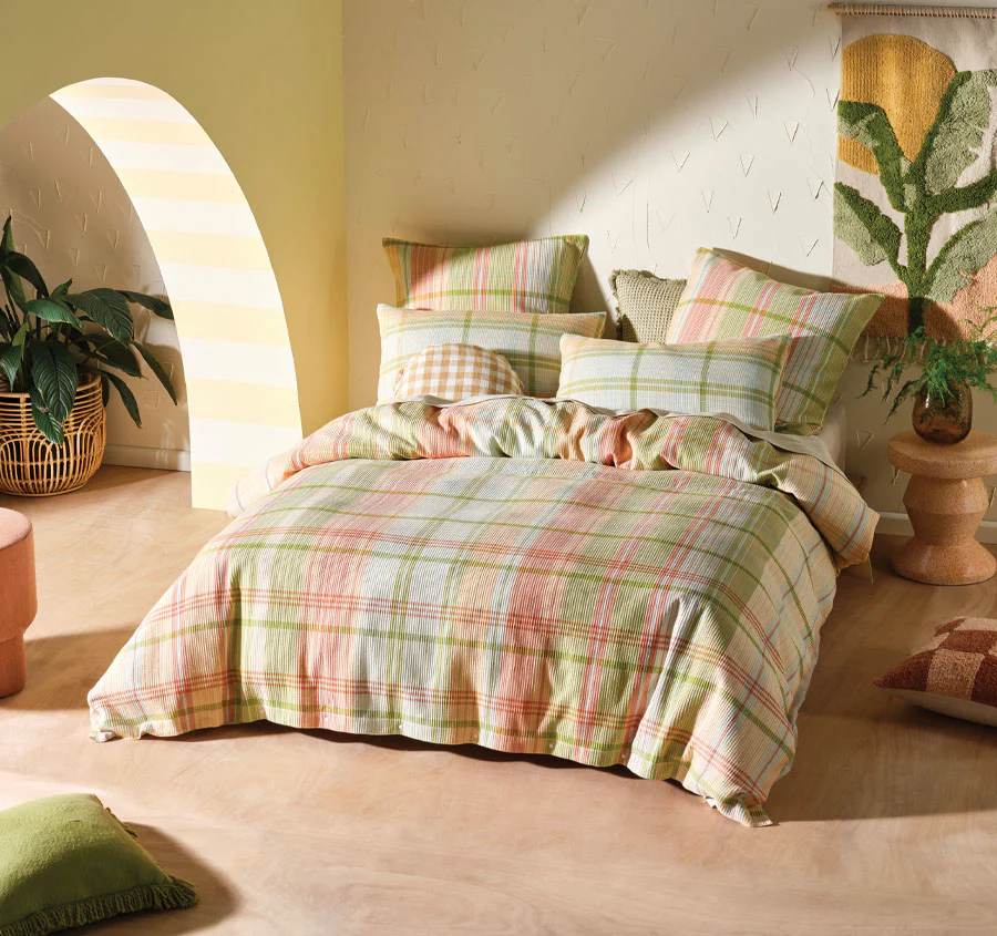 Geena Quilt Cover Set Range Green Apple