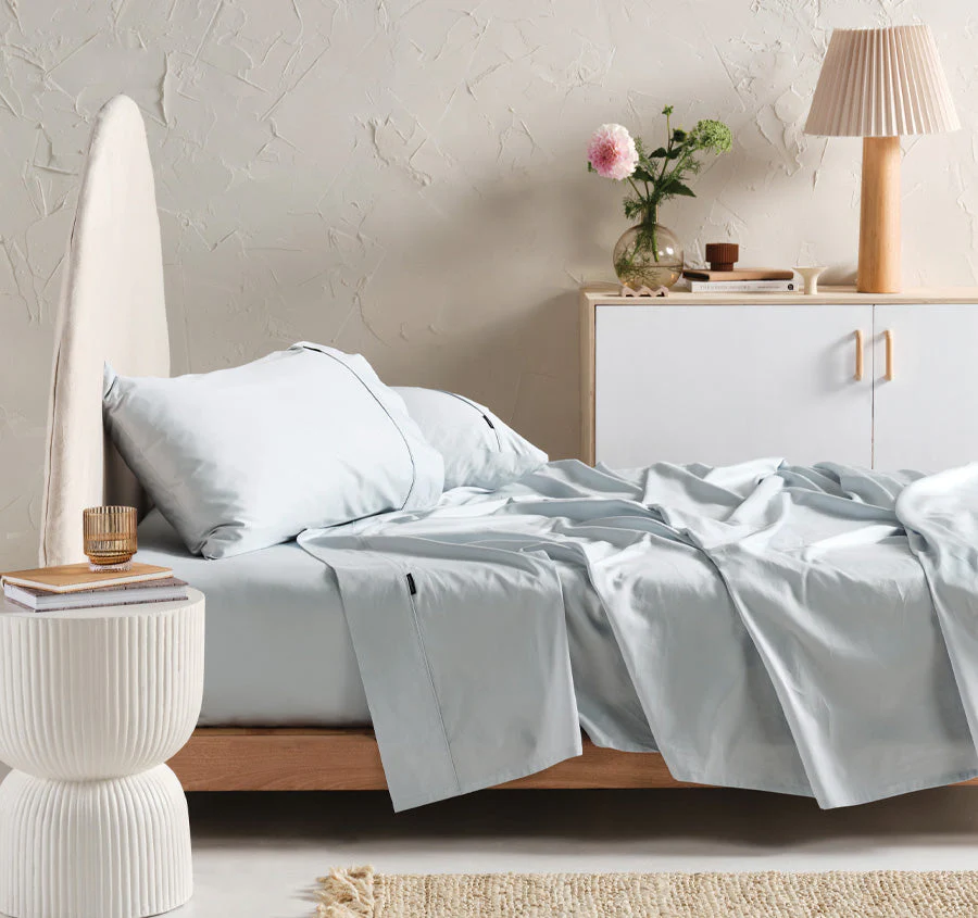 Hotel Augusta 500THC Cotton Sateen Mega Fitted or Flat Sheet Range Pale Blue - Image 4