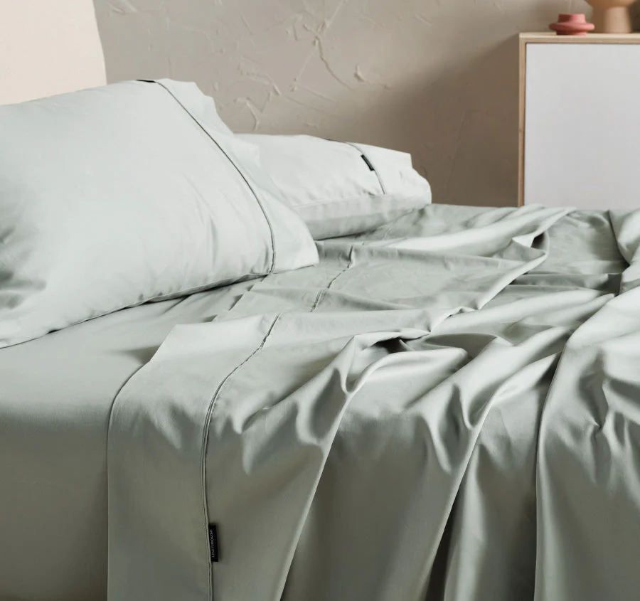 Hotel Augusta 500THC Cotton Sateen Mega Sheet Set Range Green Gum - Image 4
