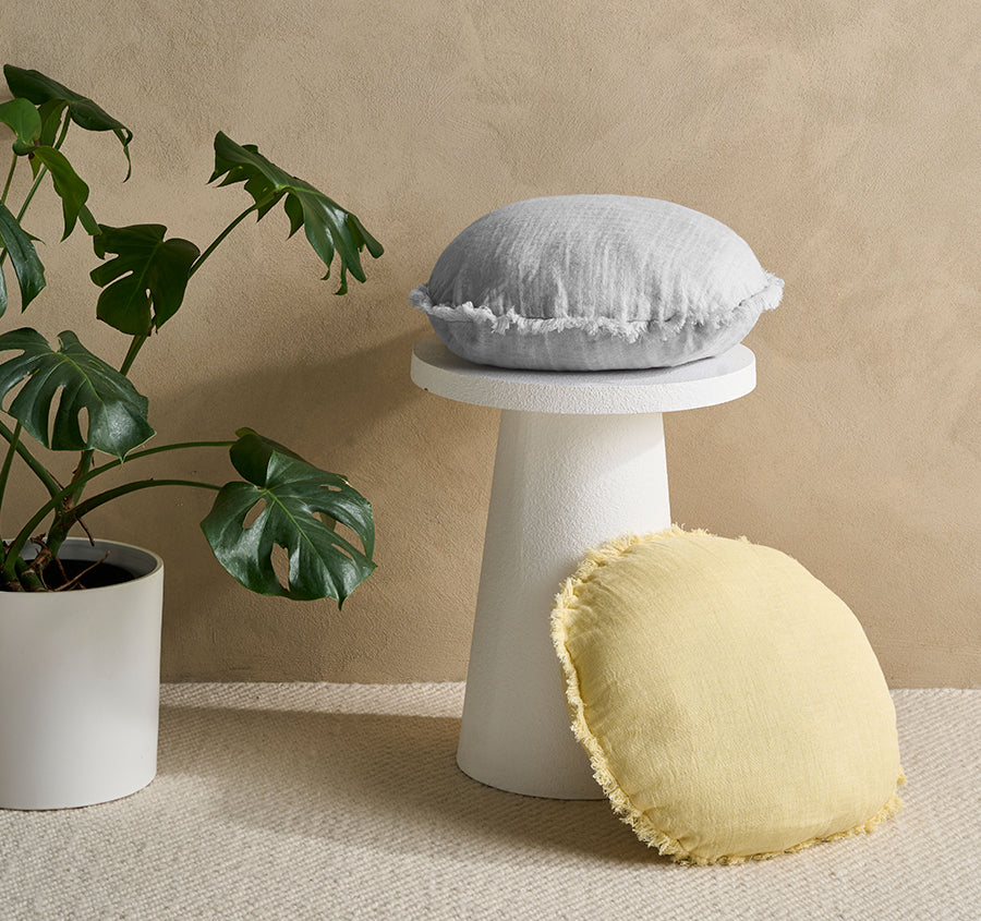 Maya 45cm Round Filled Cushion Butter - Image 3
