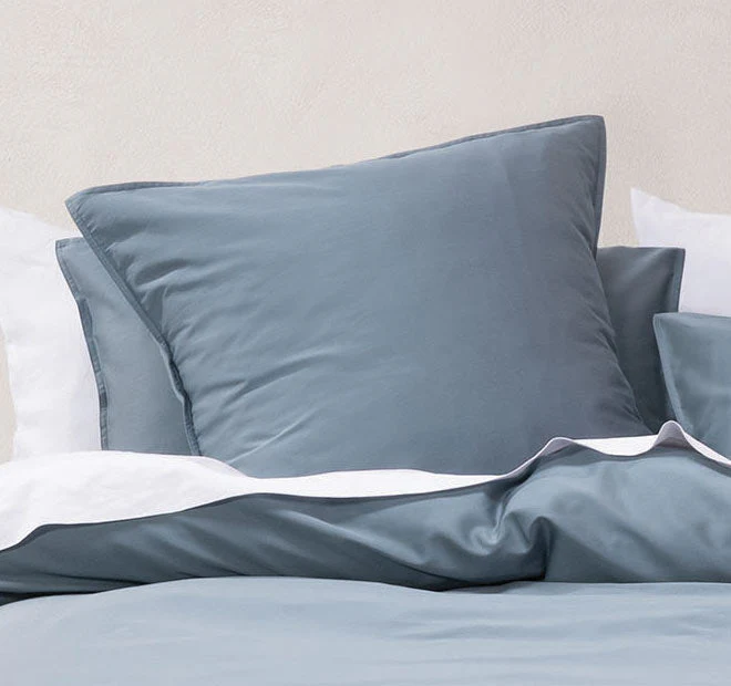 Nara 400THC Bamboo Cotton European Pillowcase Bluestone - Image 3