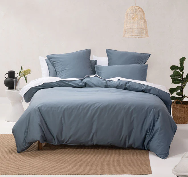 Nara 400THC Bamboo Cotton European Pillowcase Bluestone - Image 4